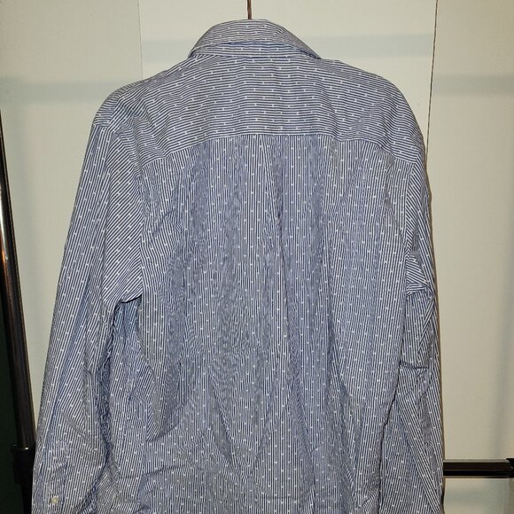 Chaps Stretch Button-Down Shirt Blue White Stripe – Men’s L - Picture 2 of 5